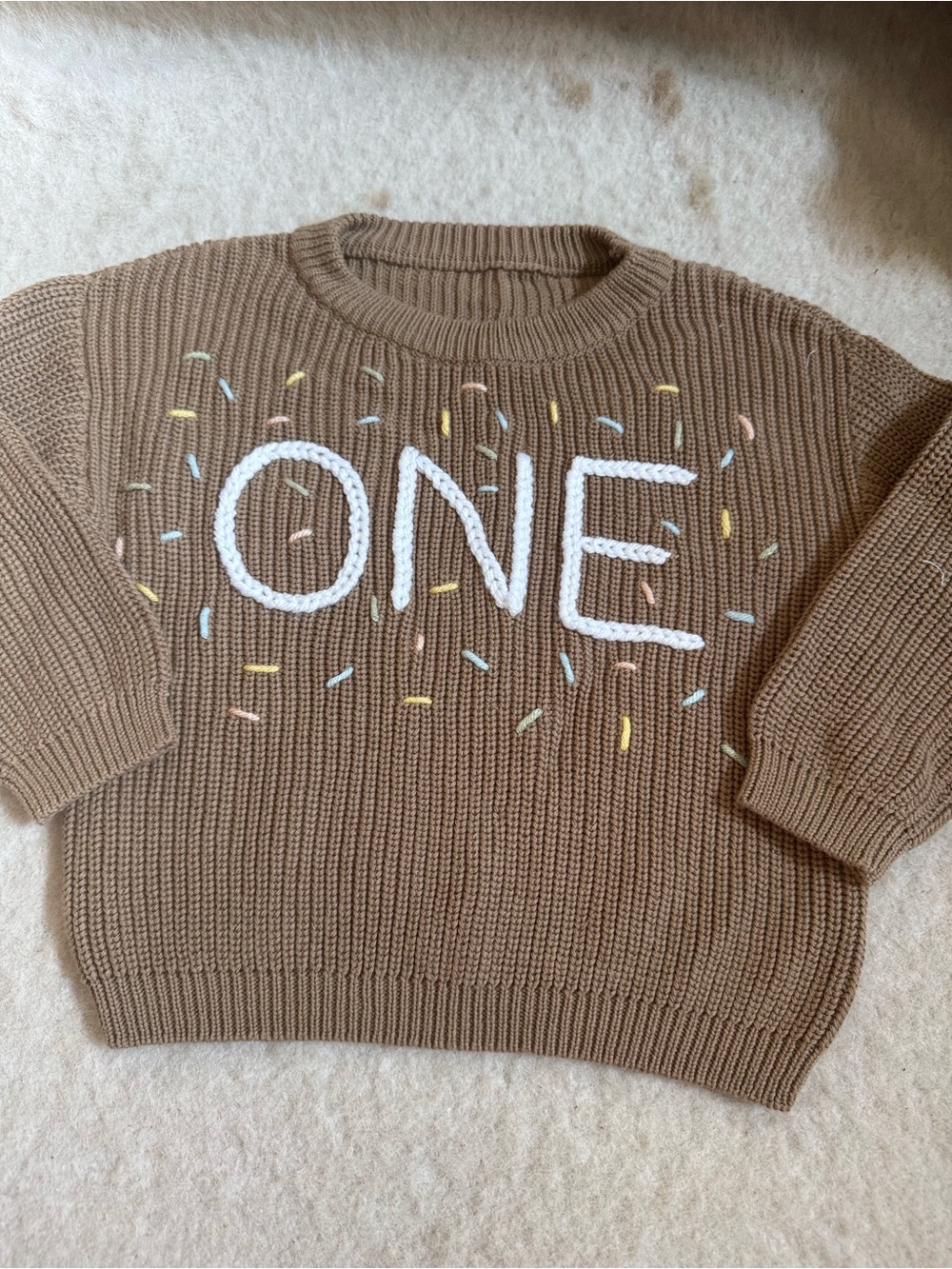 One Embroidered Knit Sweater - Brown